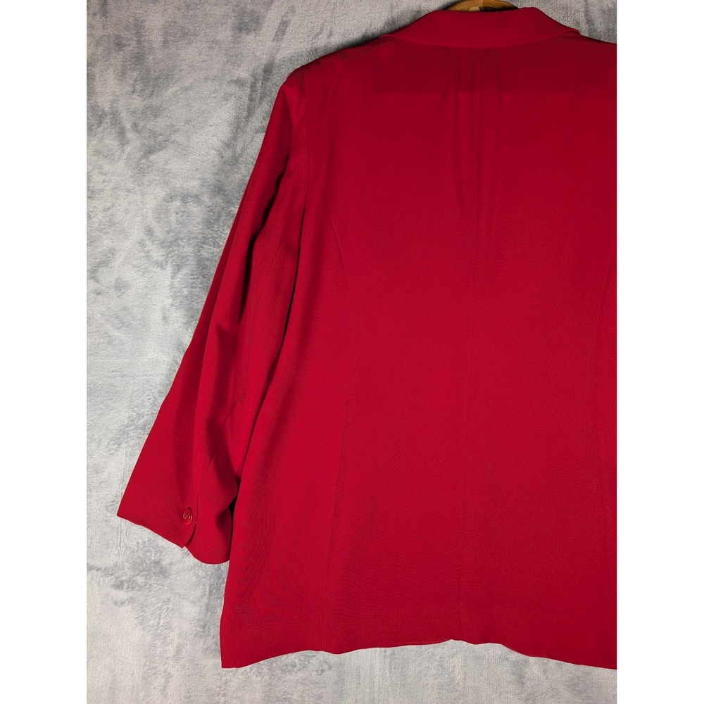 Rena Rowan Red Single Button Blazer Jacket Notch Lapel Career Plus Size 20W - Picture 6 of 14